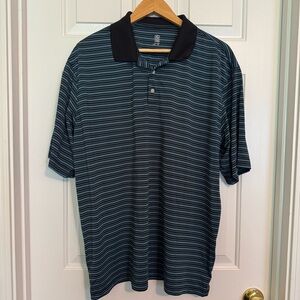 PGA Tour Golf Polo Shirt Men’s Size XL 100%‎ Polyester Blue Striped